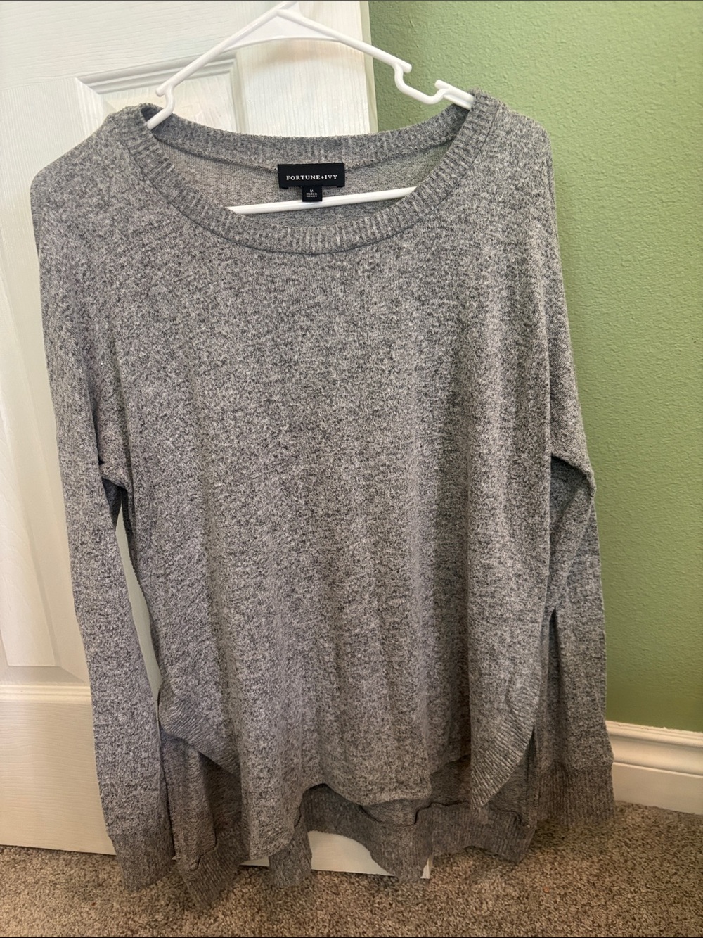 Fortune + Ivy Gray Long-Sleeve Tunic Sweater